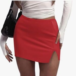 Chic Y2K Red Mini Skort w/ Side Split